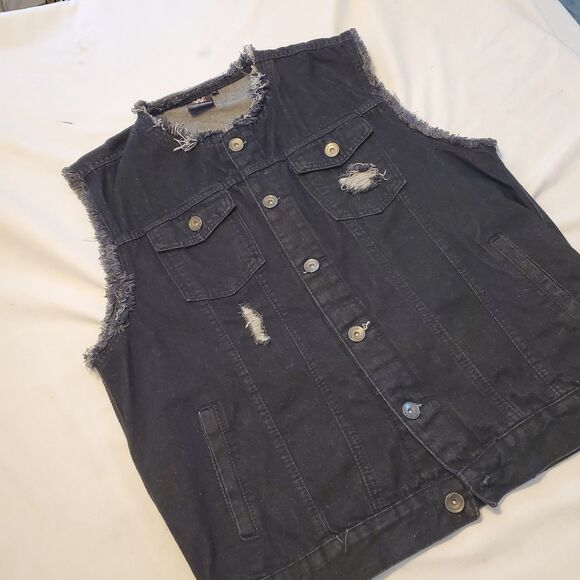Rare 2018 WWE Aleister Black Fade To Black Adult Denim Vest XXL Rare Wrestling - Picture 5 of 6